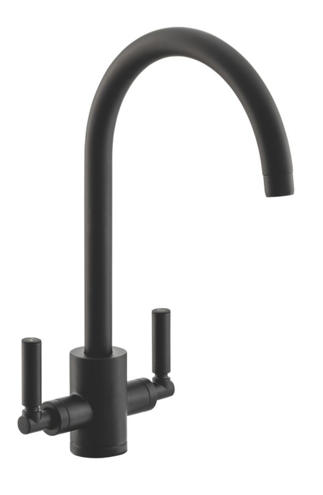 Image of Streame by Abode Brolle Swan Dual-Lever Mono Mixer Kitchen Tap Matt Black 