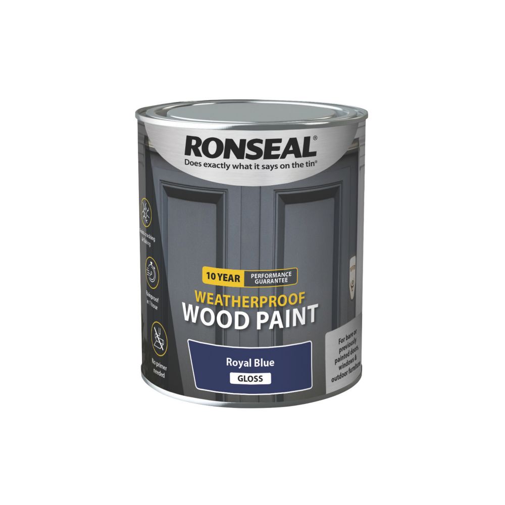 Image of Ronseal 10-Year Exterior Wood Paint Satin Royal Blue 750ml 
