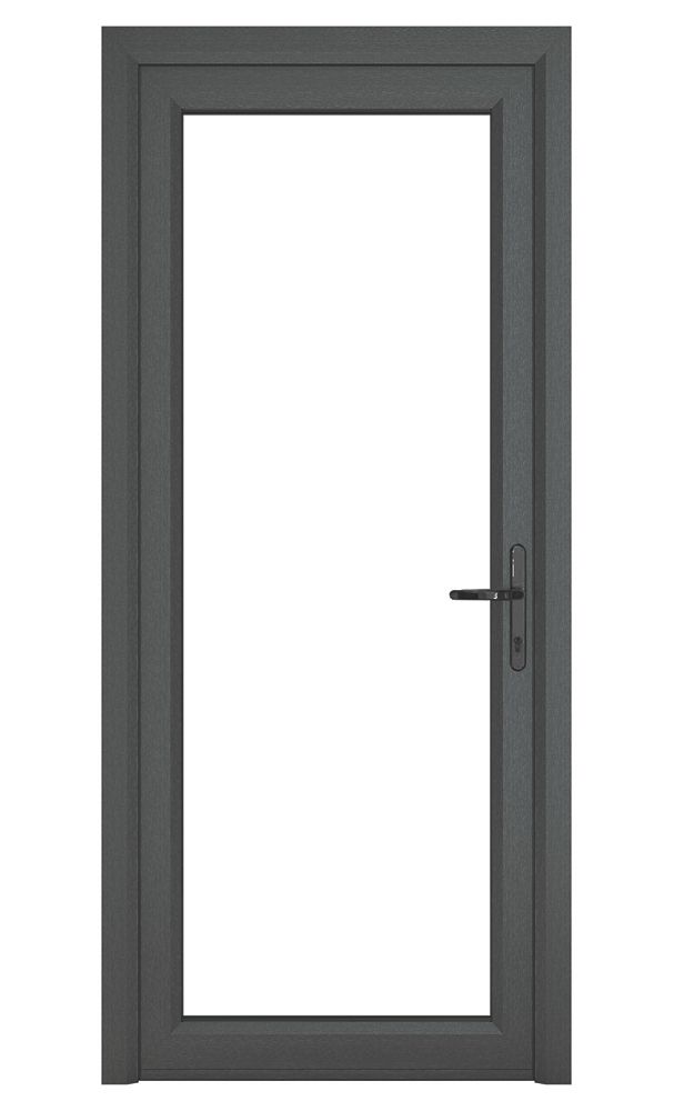 Image of Crystal Fully Glazed 1-Clear Light Left-Hand Opening Anthracite Grey uPVC Back Door 2090mm x 840mm 