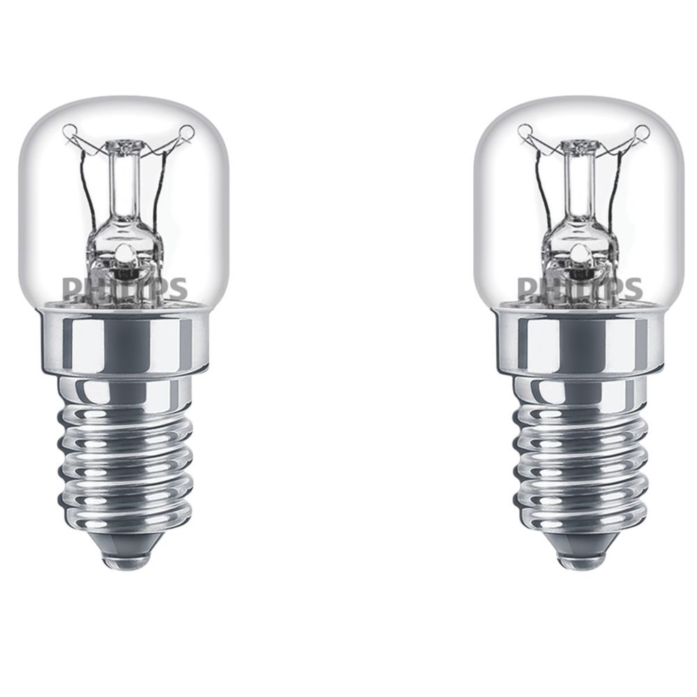 Image of Philips Pygmy SES Mini Globe Incandescent Oven Light Bulb 90lm 15W 2 Pack 