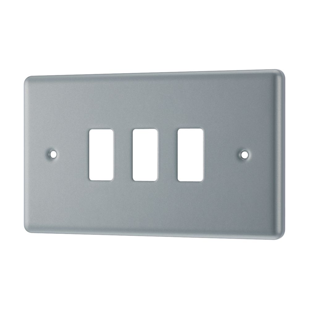 Image of British General Nexus Grid 3-Module Grid Faceplate Grey 