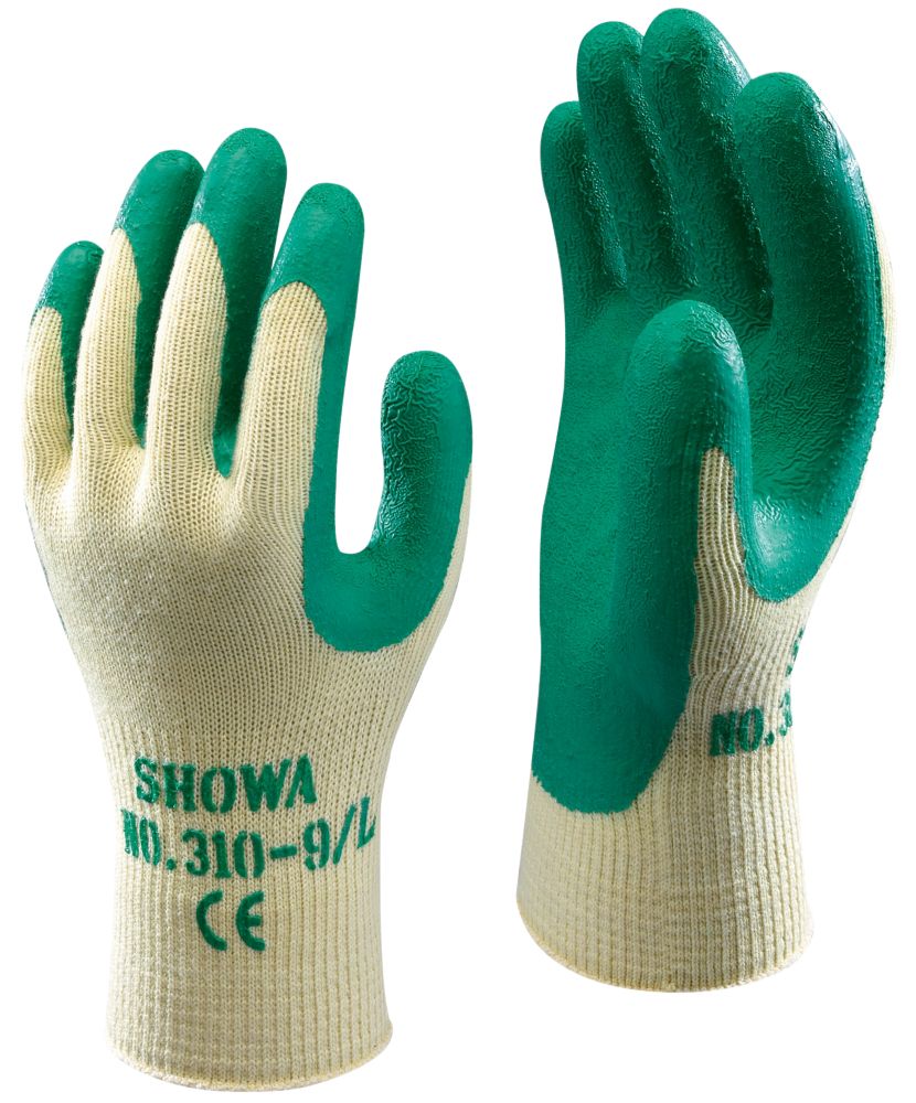Image of Showa 310 Latex Grip Gloves Green Medium 