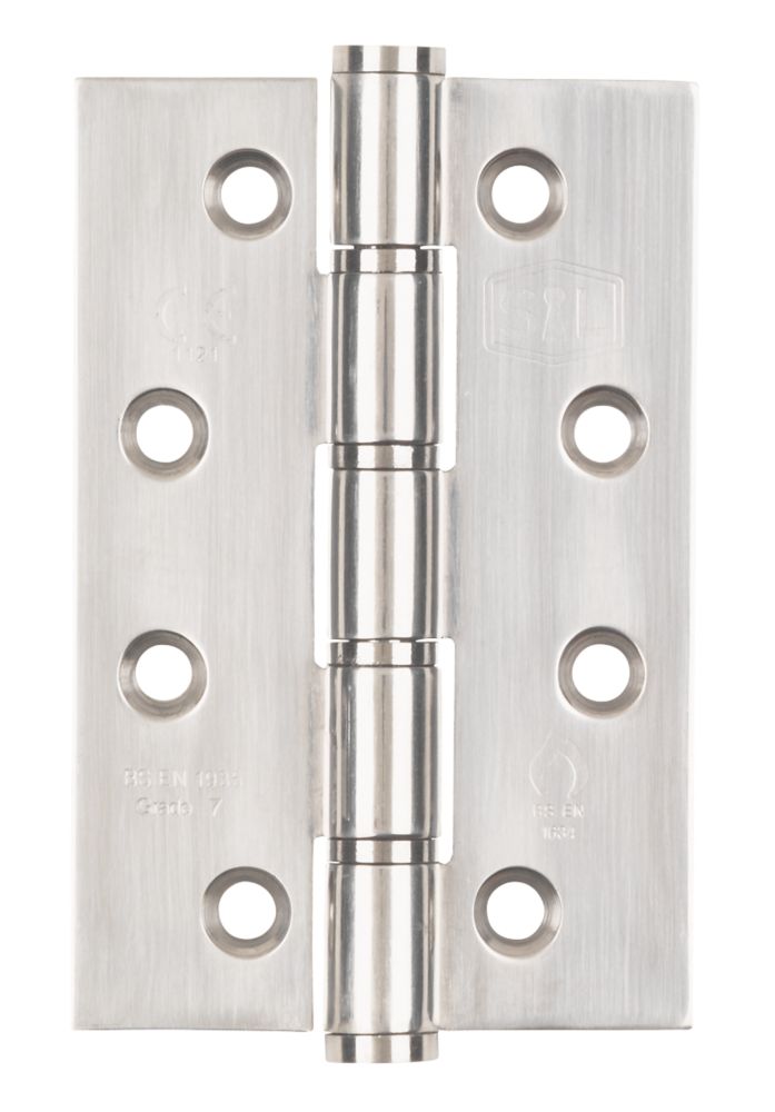 Image of Smith & Locke Polished Stainless Steel Grade 7 Fire Rated Washered Hinges 102mm x 67mm 2 Pack 