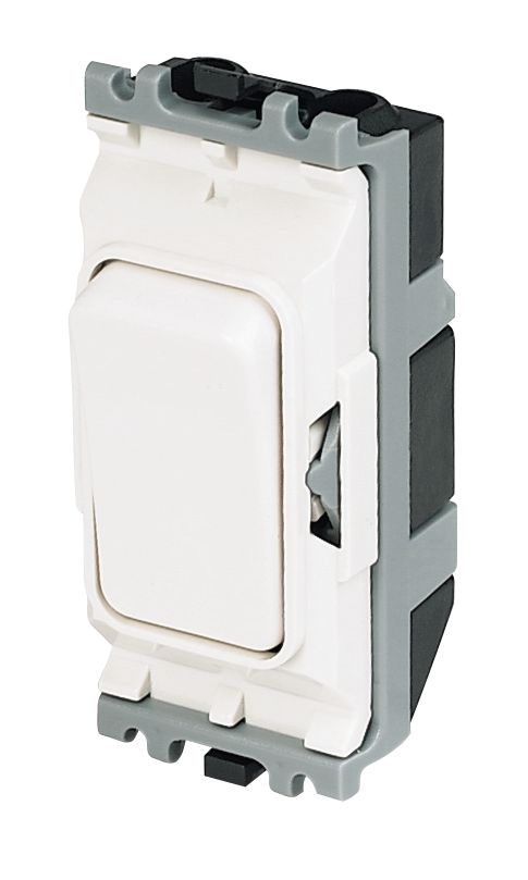 Image of MK Grid Plus 20A 1-Way Grid Light Switch White with Colour-Matched Inserts 