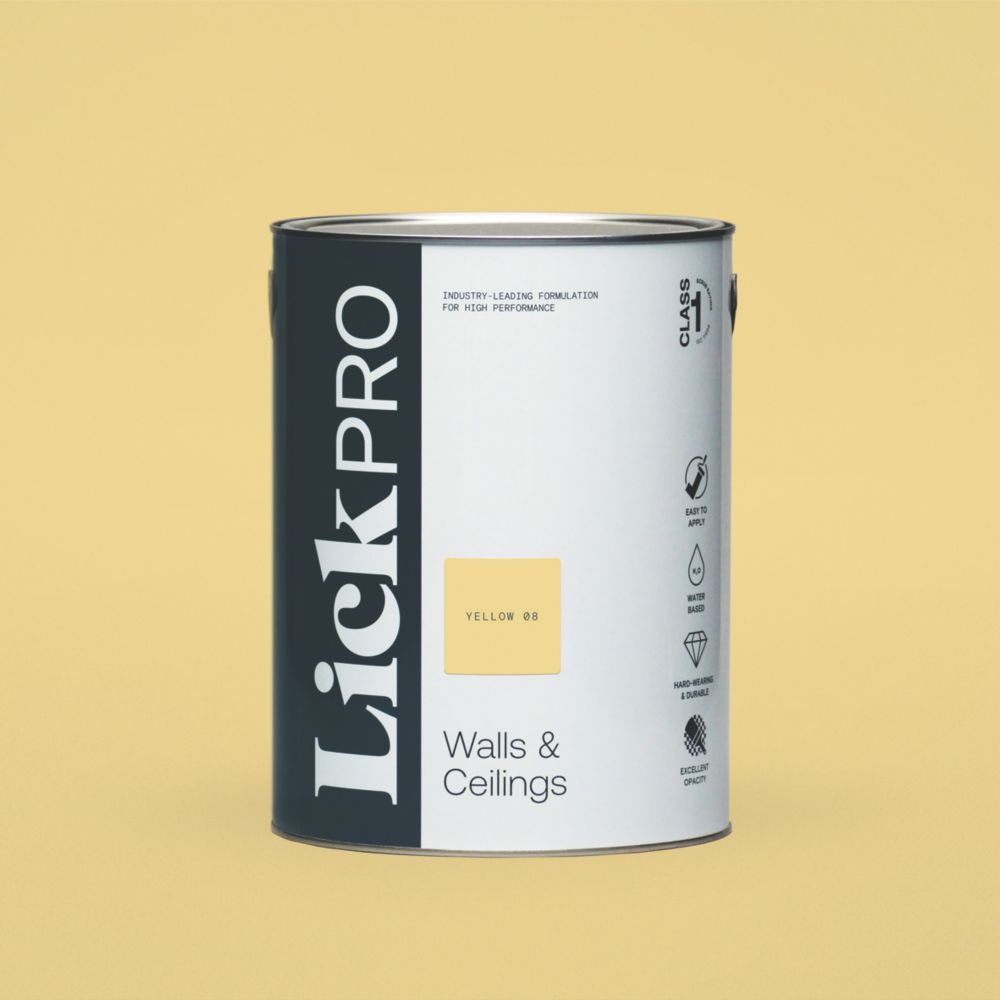 Image of LickPro Matt Yellow 08 Emulsion Paint 5Ltr 
