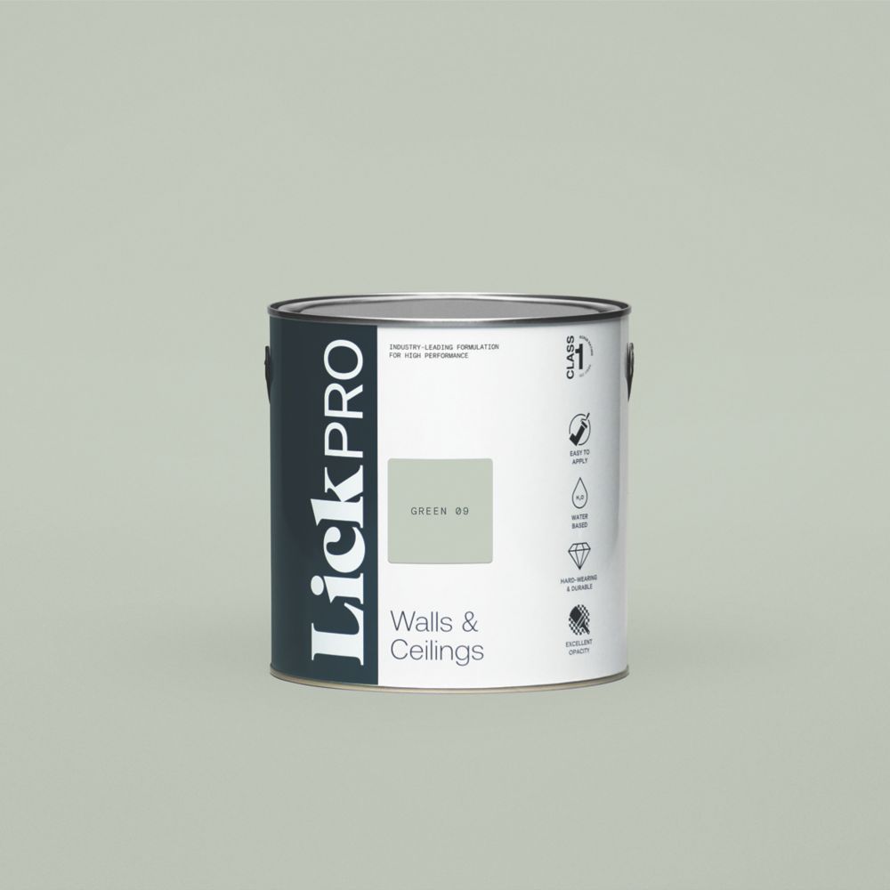 Image of LickPro Eggshell Green 09 Emulsion Paint 2.5Ltr 