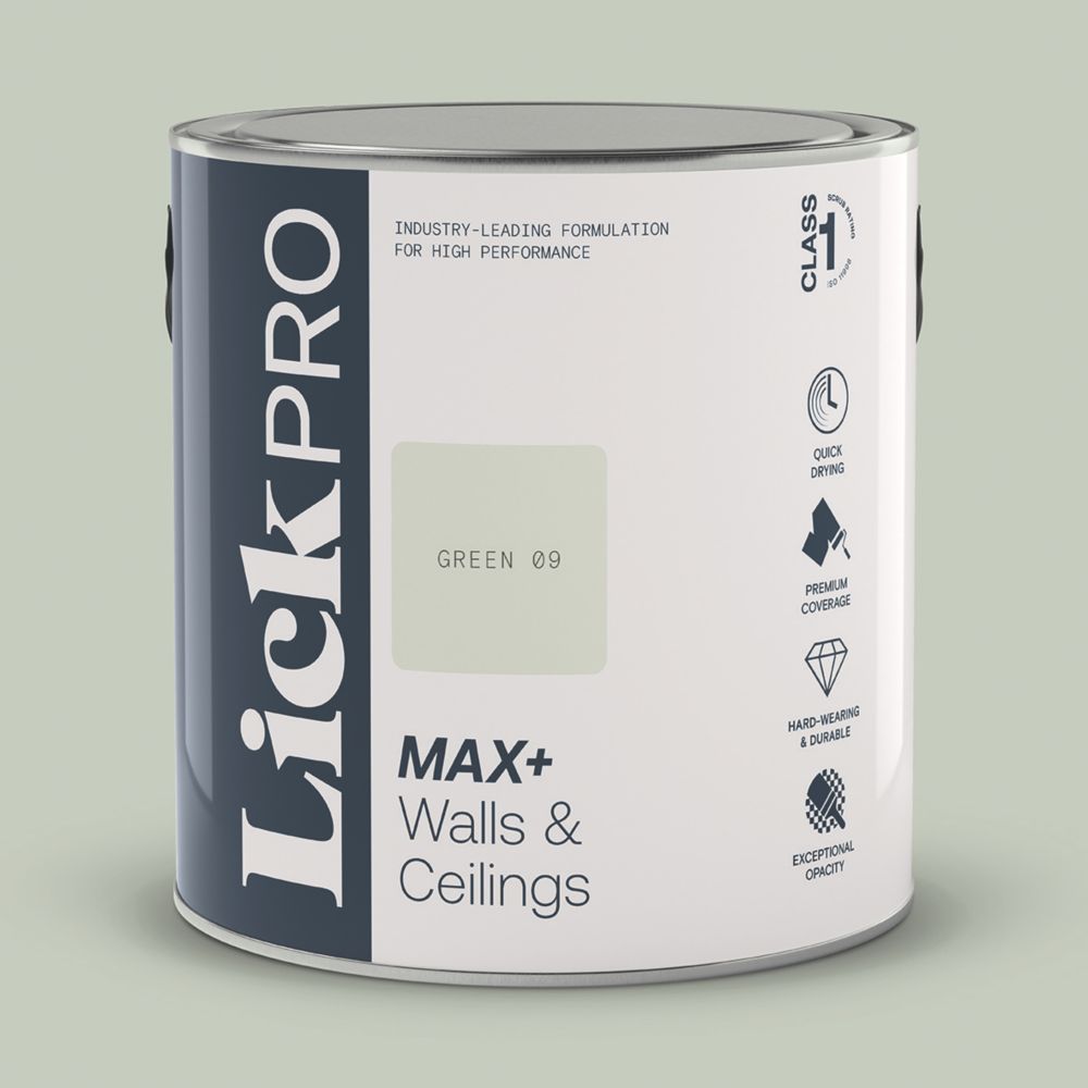 Image of LickPro Eggshell Green 09 Emulsion Paint 2.5Ltr 
