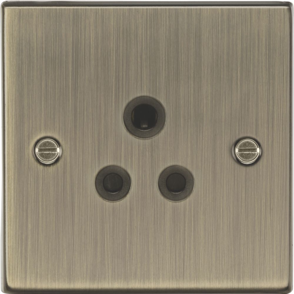 Image of Knightsbridge 5A 1-Gang Unswitched 5A Socket Antique Brass with Black Inserts 