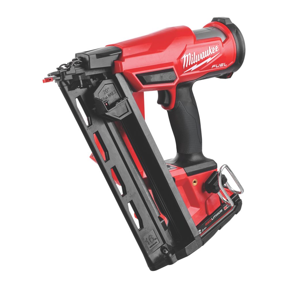 Image of Milwaukee M18FN16GA-202X 1.6mm 18V 2 x 2.0Ah Li-Ion RedLithium Brushless First Fix Cordless Nail Gun 