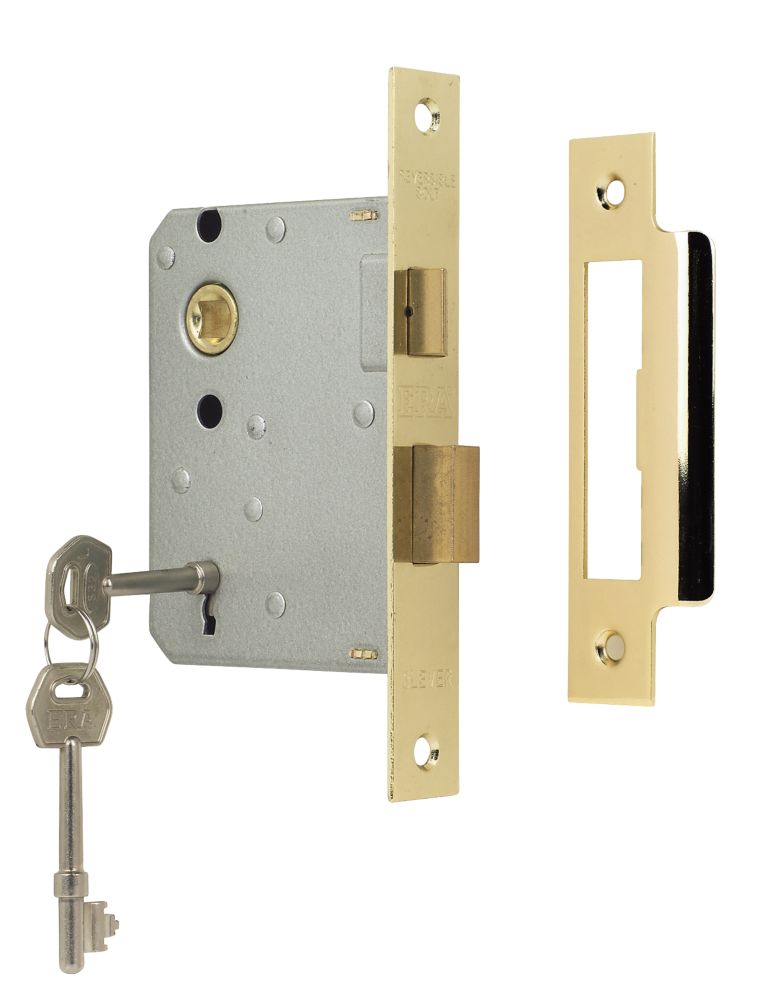 Image of ERA 3 Lever Brass Effect Mortice Sashlock 76mm Case - 56mm Backset 