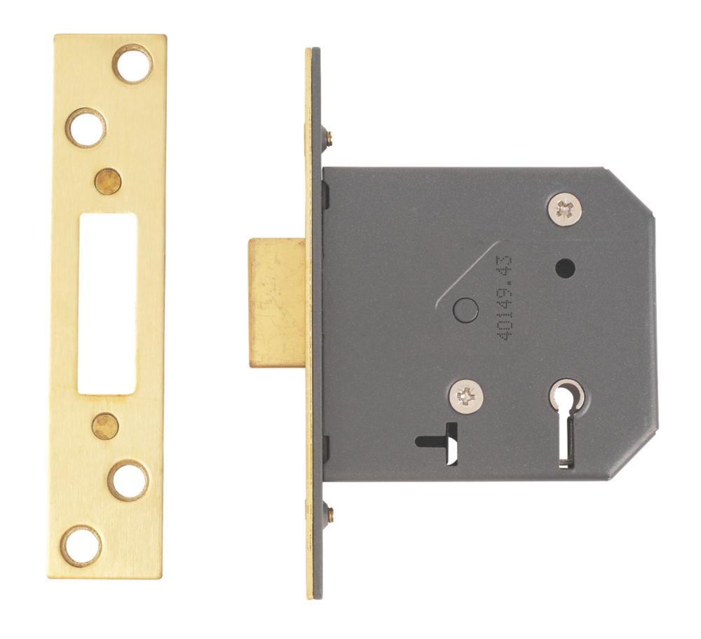 Image of Yale 5 Lever Polished Brass 5-Lever Mortice Deadlock 76mm Case - 57mm Backset 