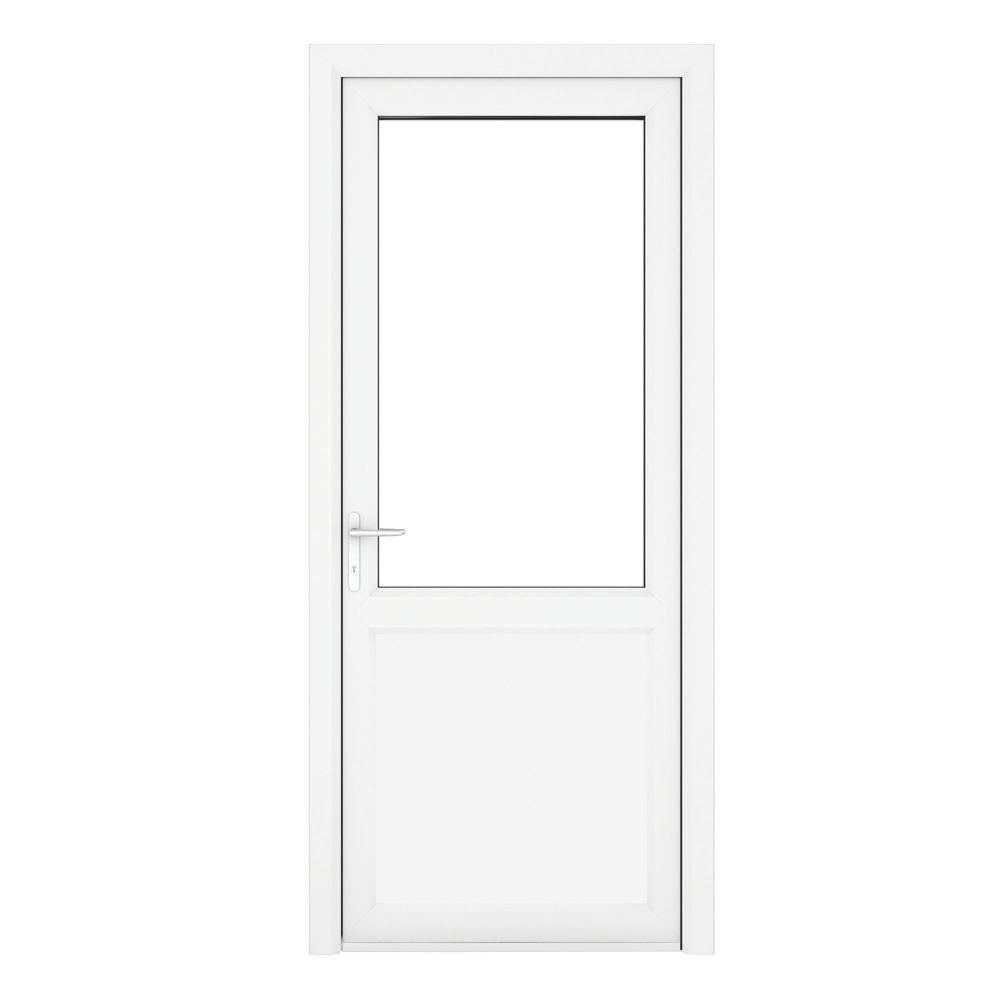Image of Crystal 1-Panel 1-Clear Light RH White uPVC Back Door 2090mm x 840mm 