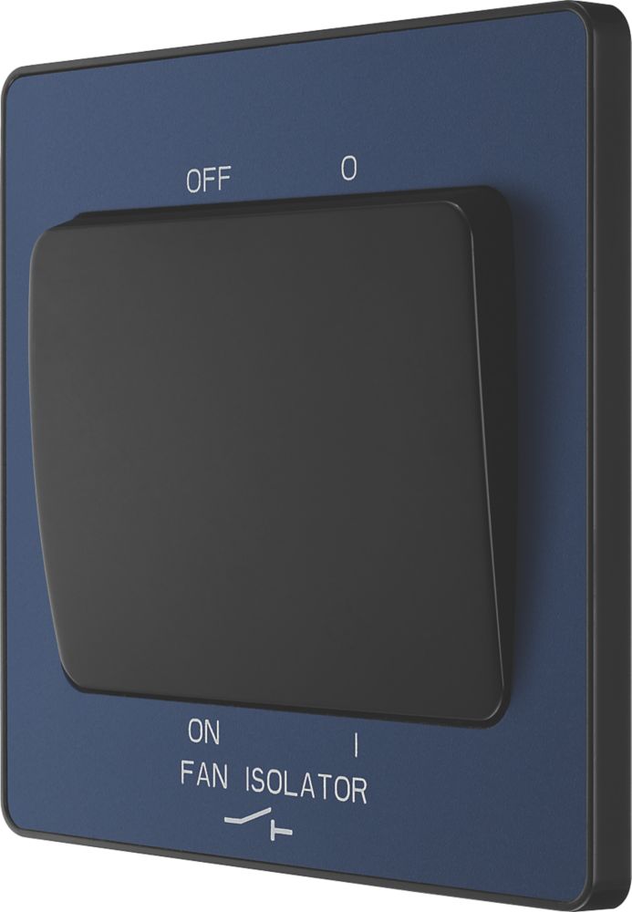 Image of British General Evolve 10A 1-Gang 3-Pole Fan Isolator Switch Blue with Black Inserts 