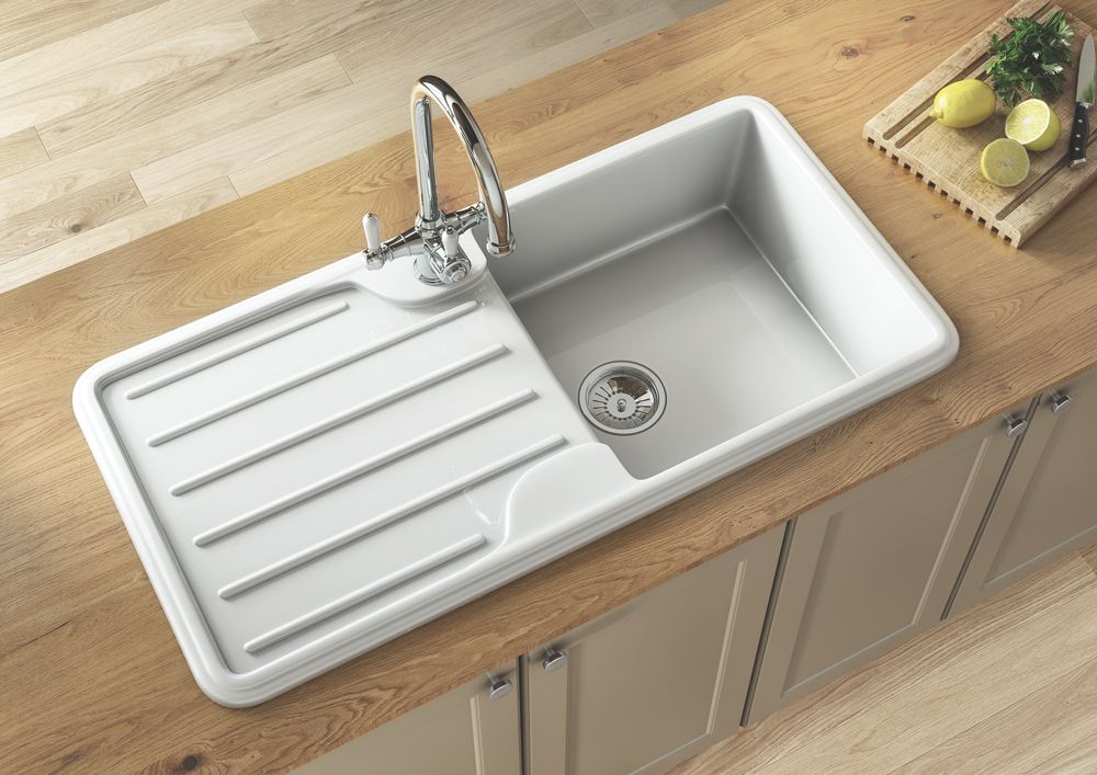 Image of ETAL Comite 1 Bowl Composite Kitchen Sink White Reversible 1000mm x 500mm 
