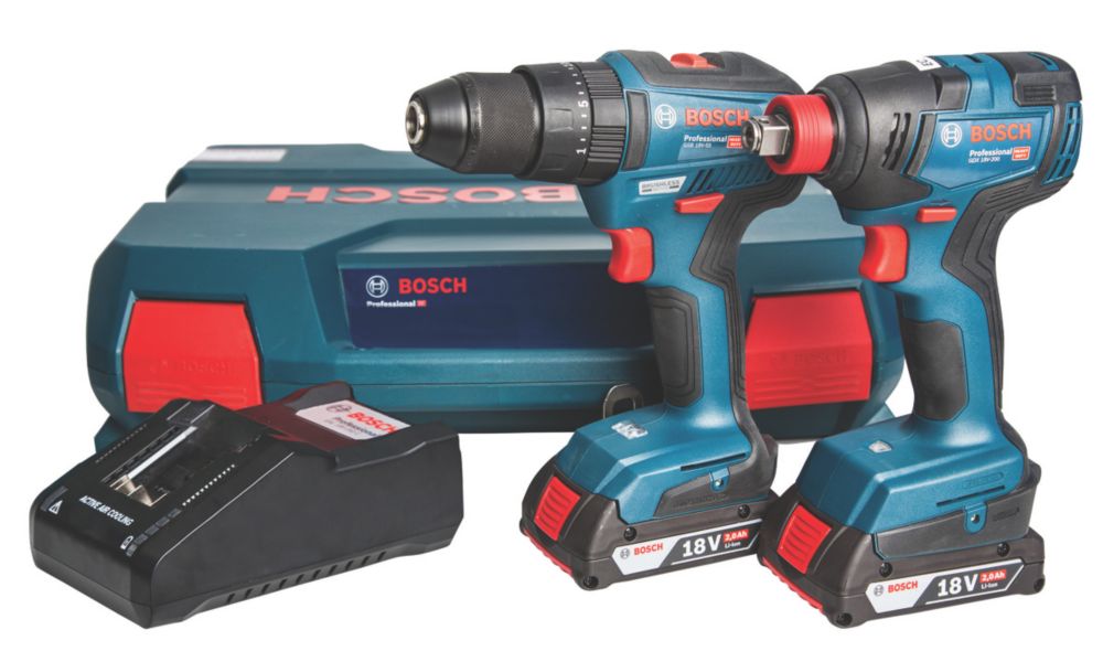 Image of Bosch GSB 18 V-55 18V 2 x 2.0Ah Li-Ion Coolpack Brushless Cordless 18V Twin Pack 