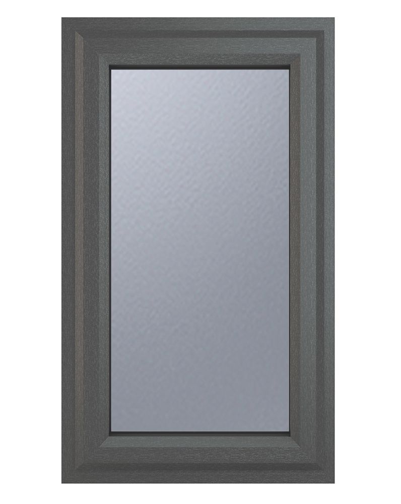Image of Crystal Left-Hand Opening Obscure Triple-Glazed Casement Anthracite on White uPVC Window 610mm x 1115mm 