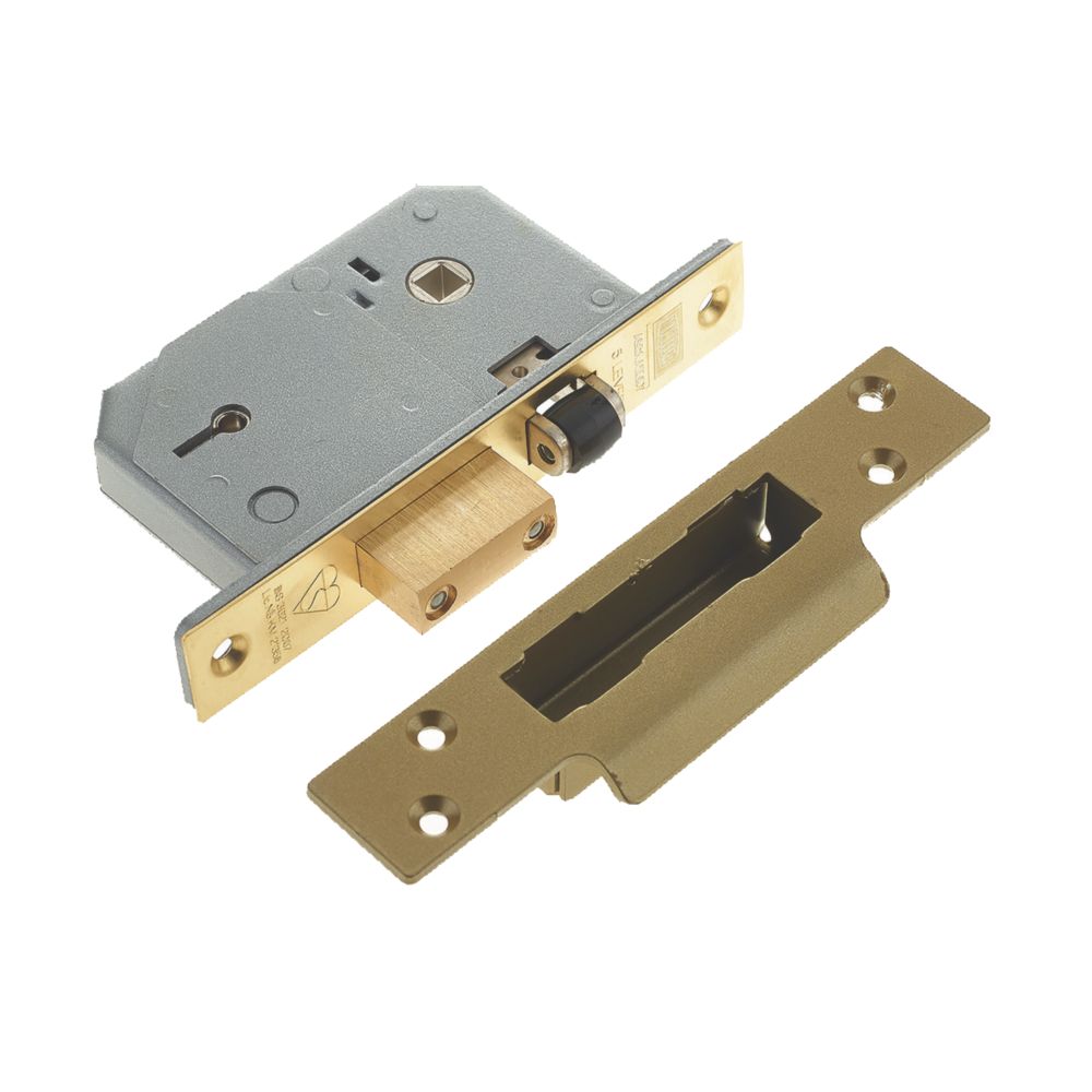 Image of Union Fire Rated Polished Brass BS 5-Lever Mortice Sashlock 67mm Case - 40mm Backset 