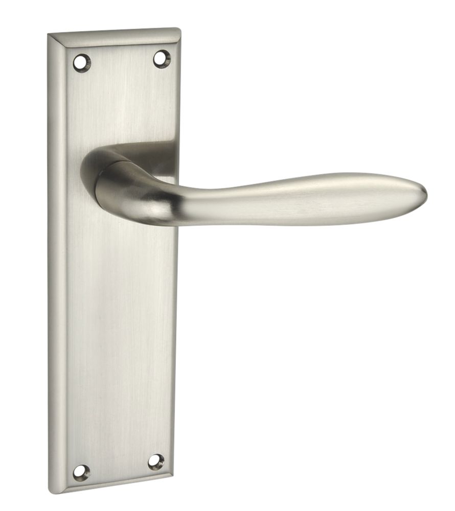 Image of Smith & Locke Blyth Fire Rated Latch Lever Door Handles Pair Brushed Nickel 