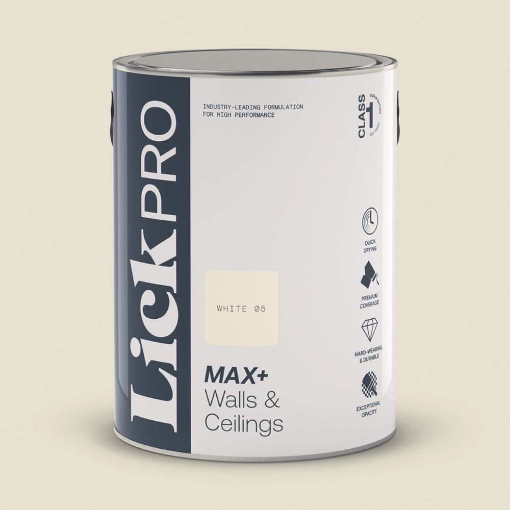 Image of LickPro Matt White 05 Emulsion Paint 5Ltr 