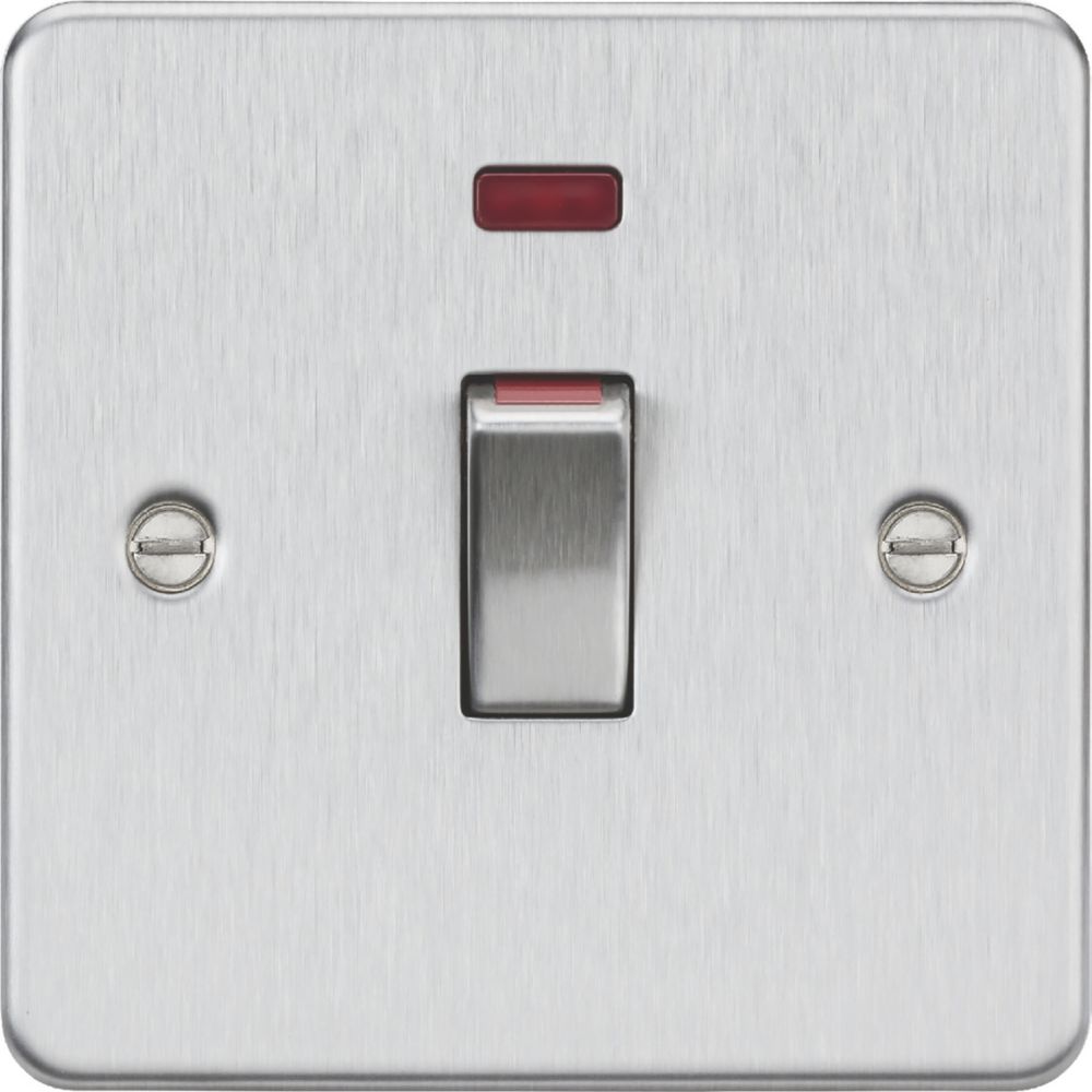 Image of Knightsbridge 45A 1-Gang DP Control Switch Brushed Chrome with LED 