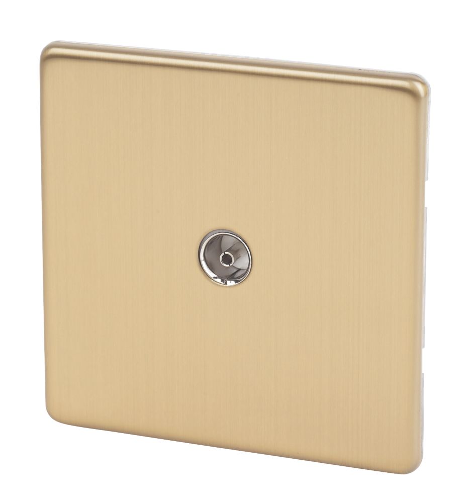Image of Varilight 1-Gang Coaxial TV Socket Brushed Brass 