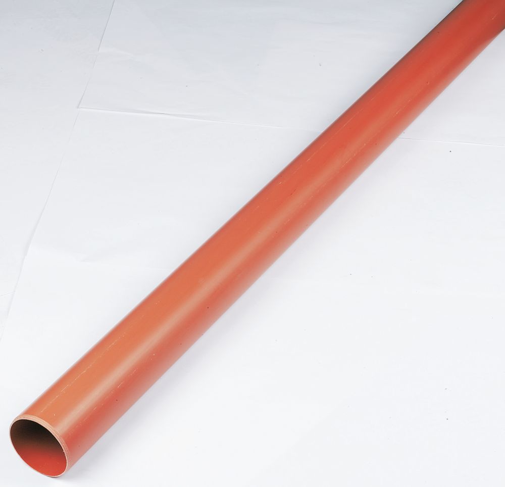 Image of FloPlast Push-Fit Plain-End Underground Drainage Pipe 110mm x 3m 