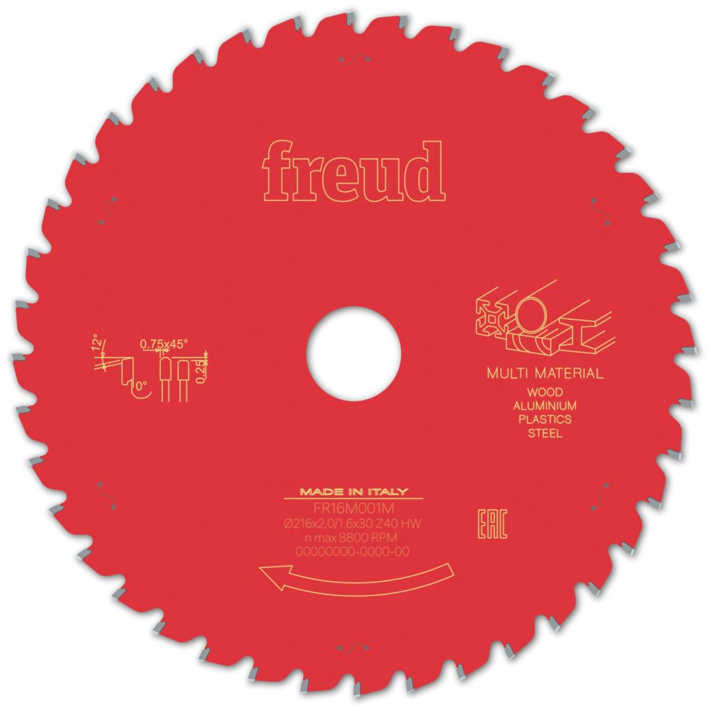 Image of Freud F03FS09887 Multi-Material Circular Saw Blade 216mm x 30mm 40T 