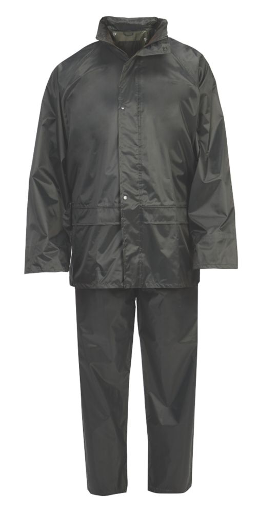 Image of Hooded 2-Piece Rain Suit Green X Large 56" Chest 