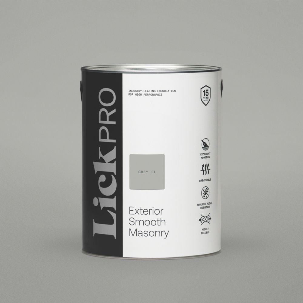 Image of LickPro Exterior Smooth Masonry Paint Grey 11 5Ltr 