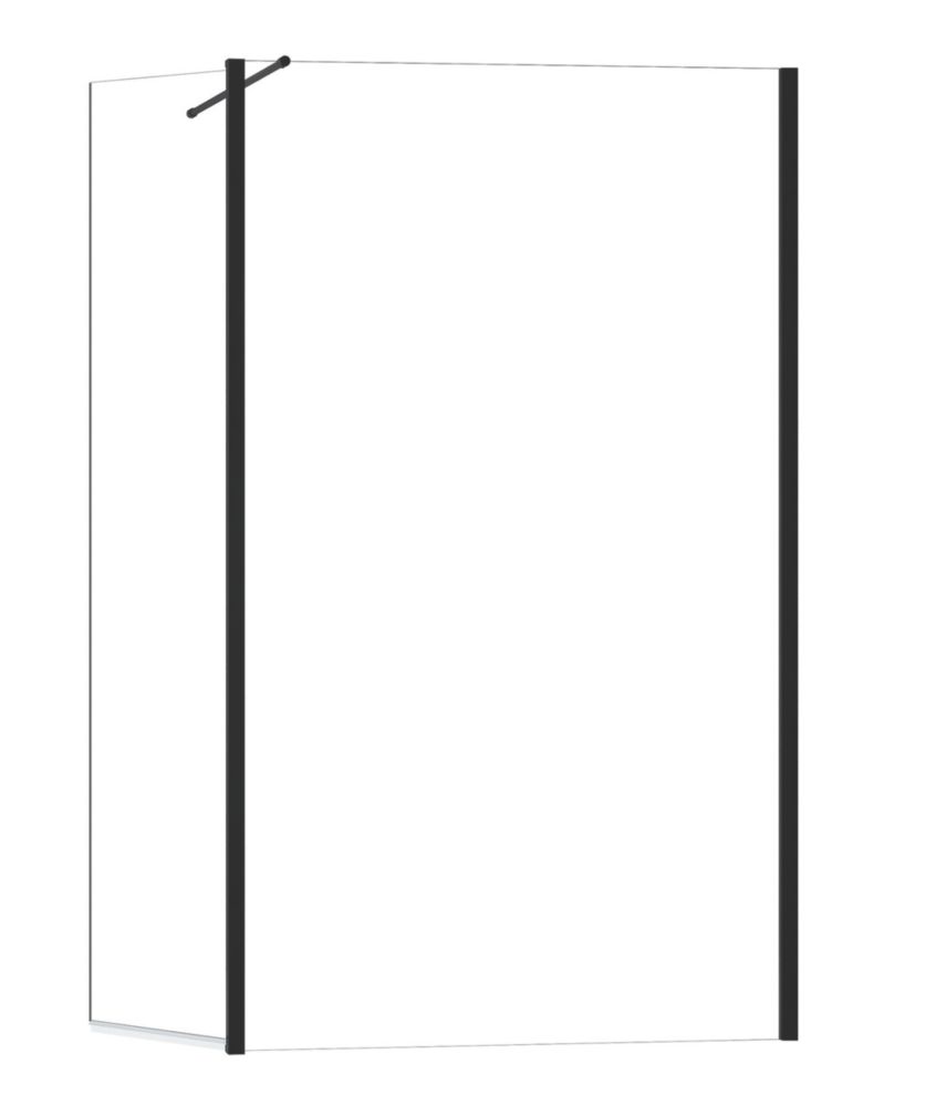 Image of Triton Neo Frameless Showerwall & Swivel Panel Black 1000mm x 2000mm 