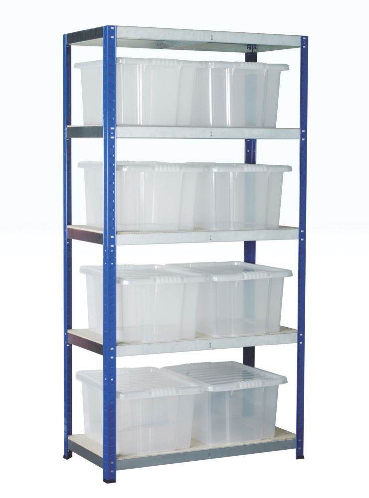 Image of Barton Ecorax Shelving Silver/Blue 900mm x 450mm x 1800mm 