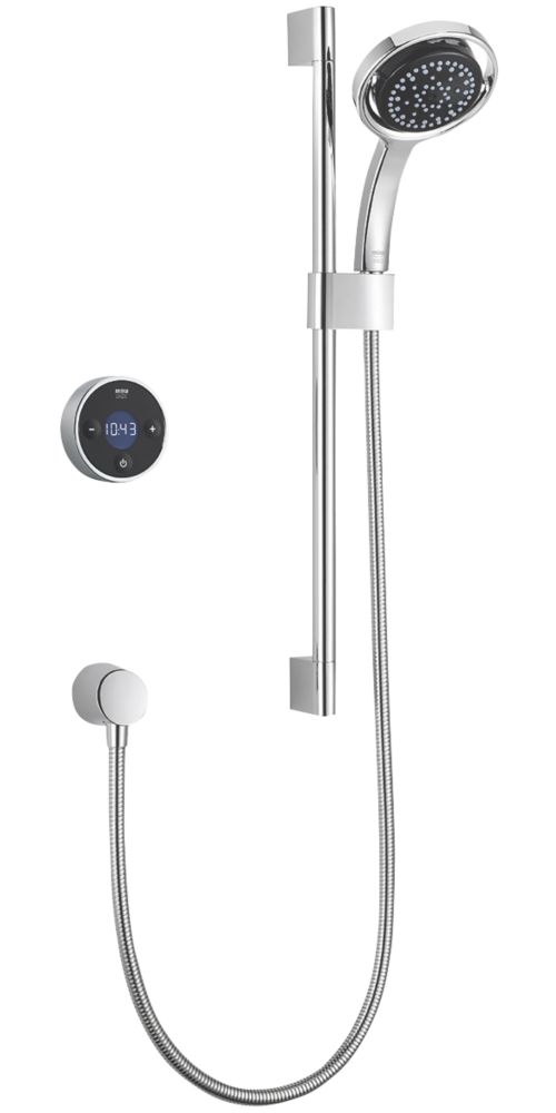 Image of Mira Platinum Gravity-Pumped Rear-Fed Single Outlet Black / Chrome Thermostatic Wireless Digital Mixer Shower 
