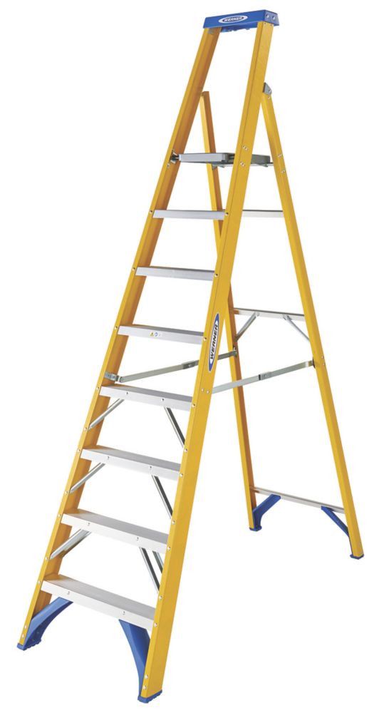 Image of Werner Fibreglass 8-Treads Platform Stepladder 1.87m 