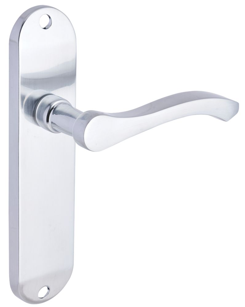 Image of Smith & Locke Frome Fire Rated Latch Lever Door Handles Pair Satin Chrome 