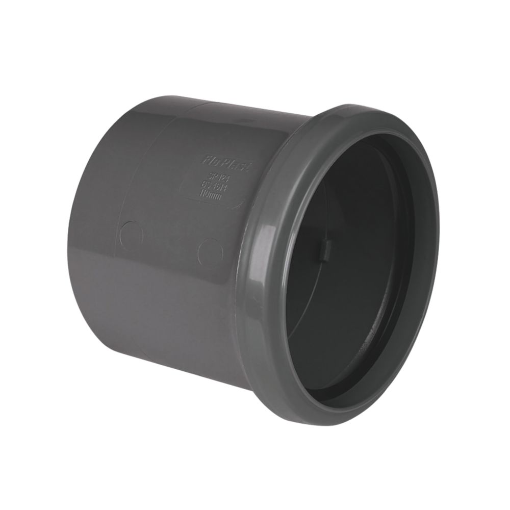 Image of FloPlast Push-Fit/Solvent Weld Single Socket Soil Pipe Coupler Anthracite Grey 110mm 