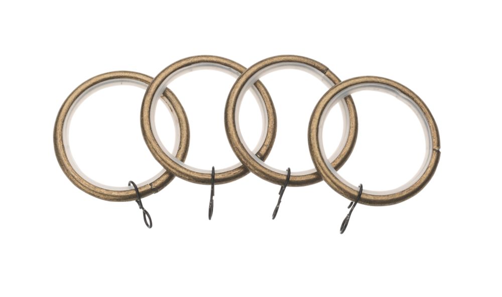 Image of Universal Metal 28mm Curtain Rings Brass 4 Pack 