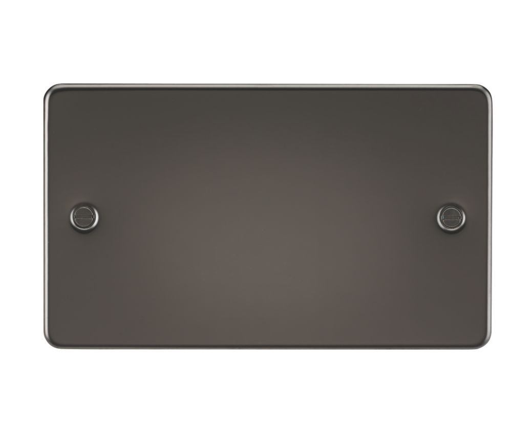Image of Knightsbridge 2-Gang Blanking Plate Gunmetal 