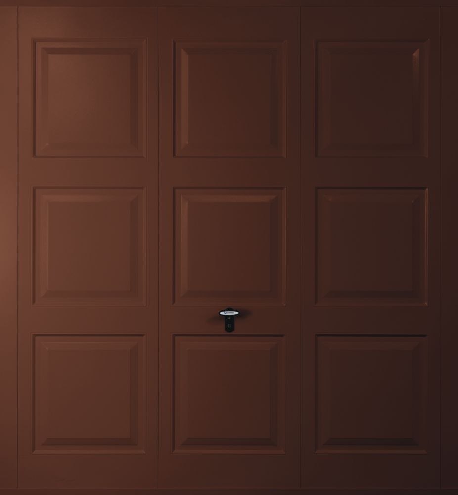 Image of Gliderol Georgian 7' 6" x 6' 6" Non-Insulated Framed Steel Up & Over Garage Door Mahogany Brown 