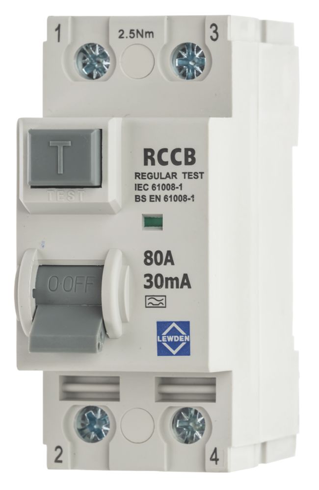 Image of Lewden 80A 30mA 1+N Type A RCCB 