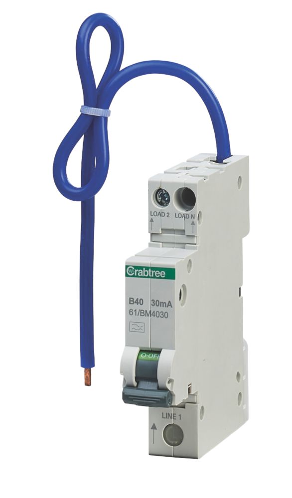 Image of Crabtree Starbreaker 40A 30mA SP & N Type B Mini-RCBO 