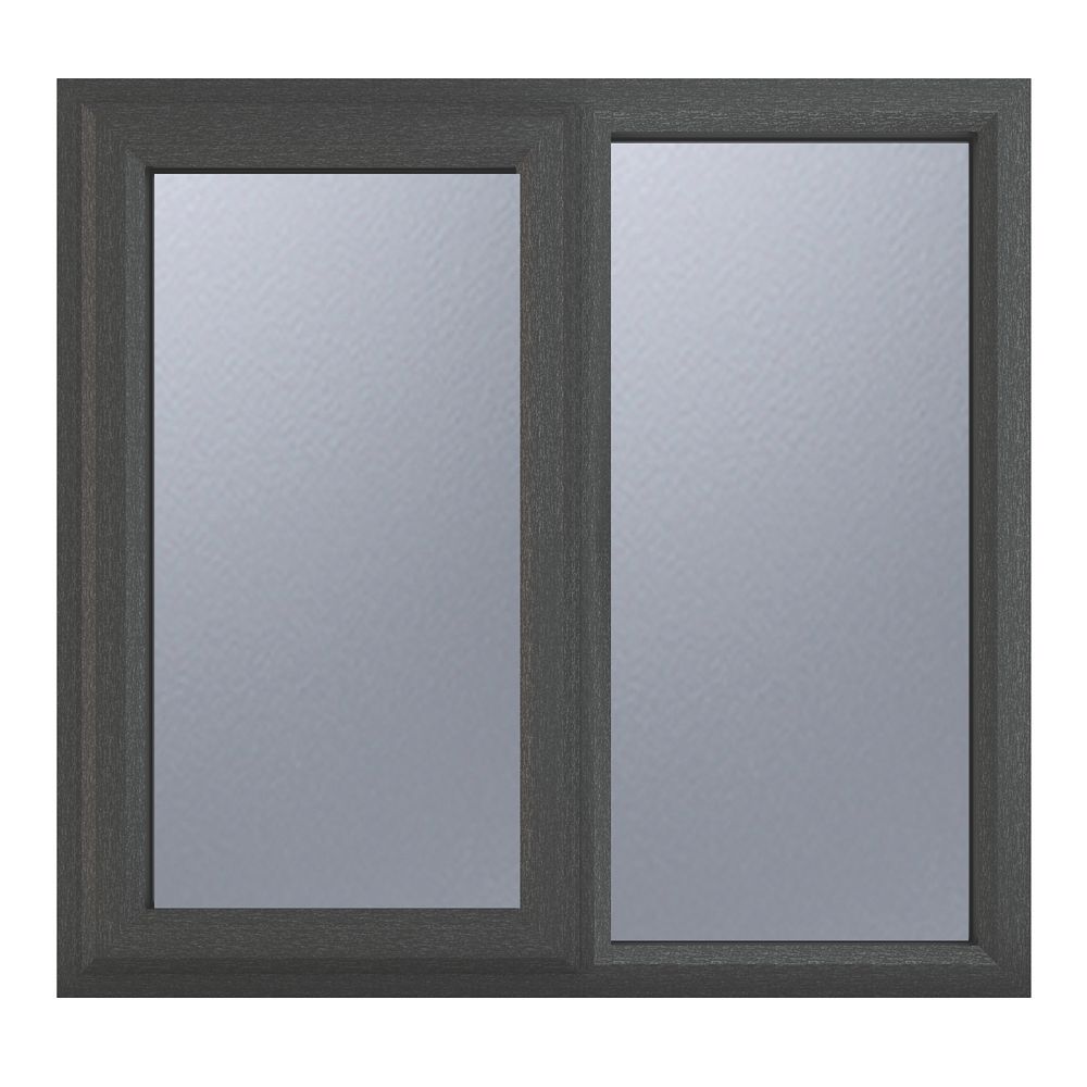 Image of Crystal Left-Hand Opening Obscure Triple-Glazed Casement Anthracite on White uPVC Window 905mm x 965mm 