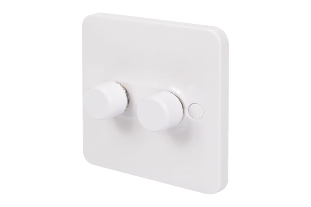 Image of Schneider Electric Lisse 2-Gang 2-Way Dimmer Switch White 