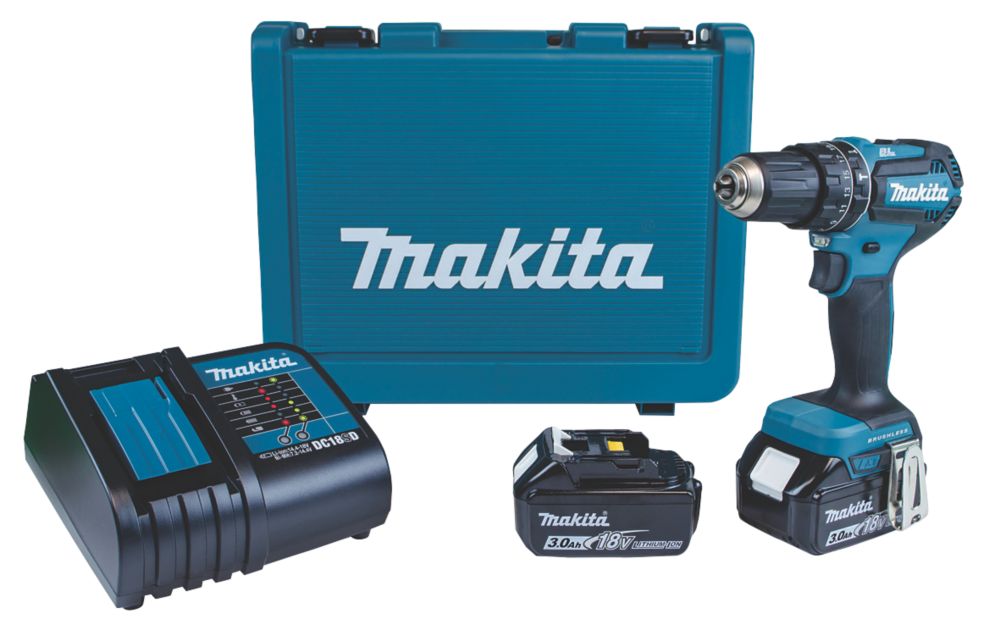 Image of Makita DHP485SFE 18V 2 x 3.0Ah Li-Ion LXT Brushless Cordless Combi Drill 