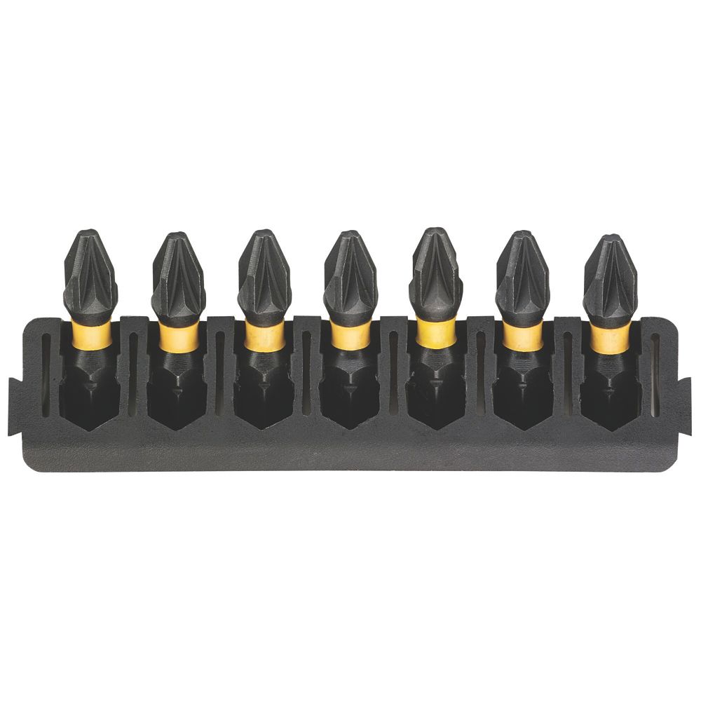 Image of DeWalt Flextorq 6.35mm 25mm Hex Shank PZ2 Screwdriver Bits 7 Pieces 