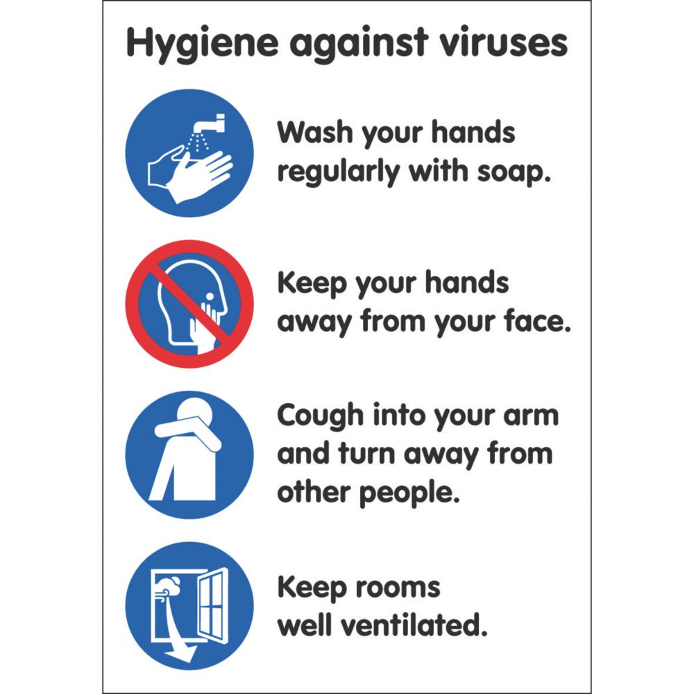 Image of 'Hygiene Advice Against Viruses' Sign 297mm x 210mm 10 Pack 