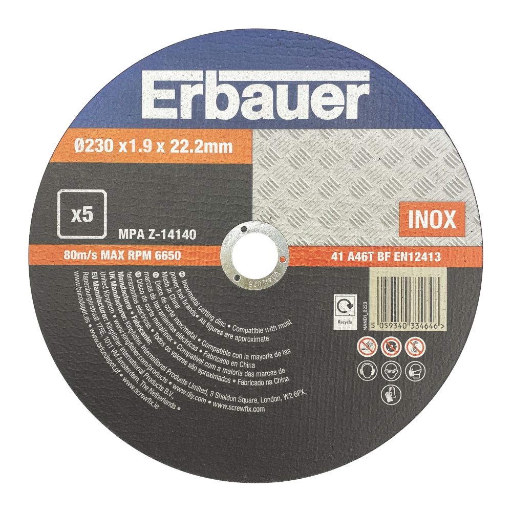 Image of Erbauer Metal Cutting Discs 9" 