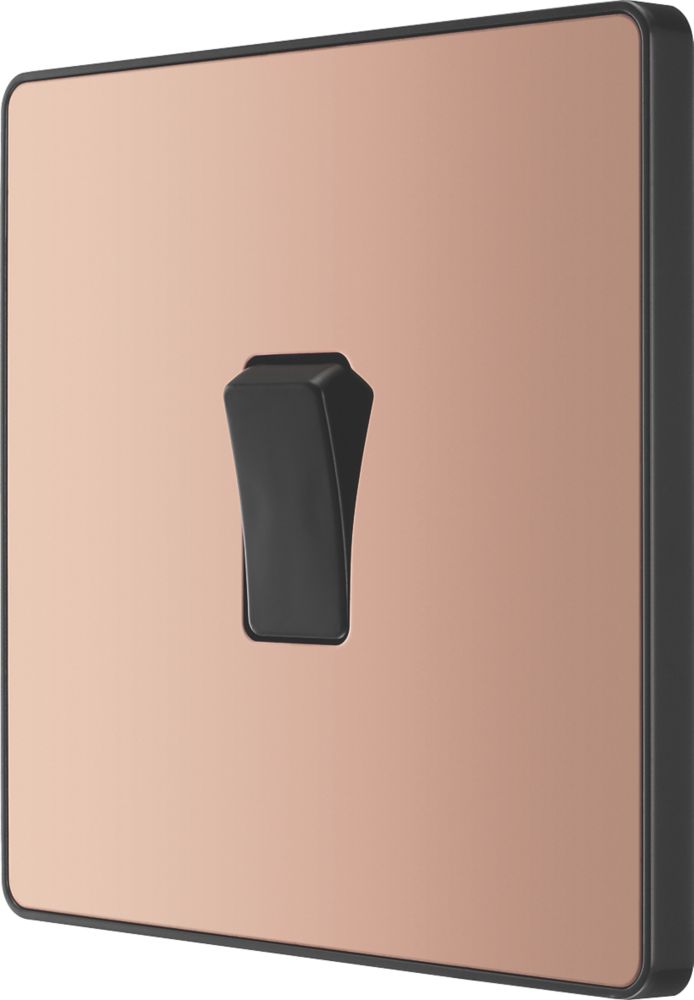 Image of British General Evolve 20 A 16AX 1-Gang 2-Way Light Switch Copper with Black Inserts 