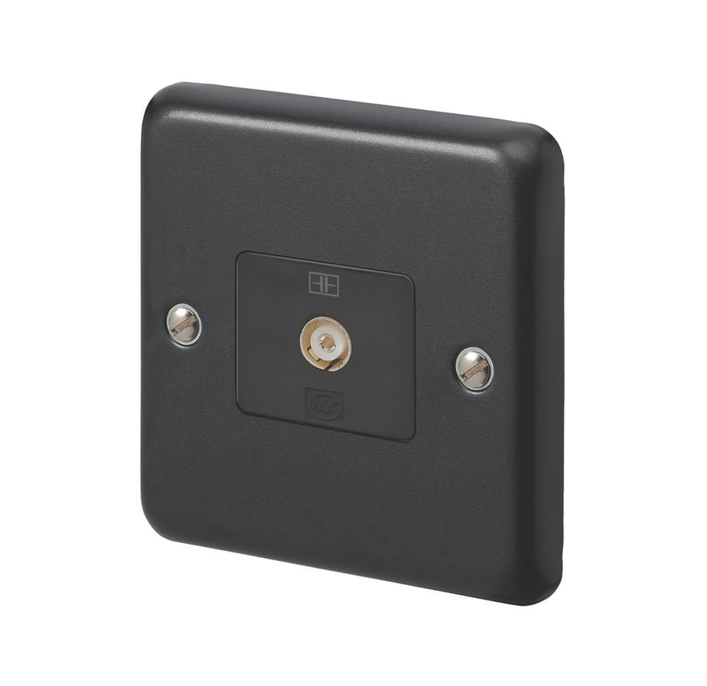 Image of MK Contoura 1-Gang Coaxial TV / FM Socket Black with Colour-Matched Inserts 