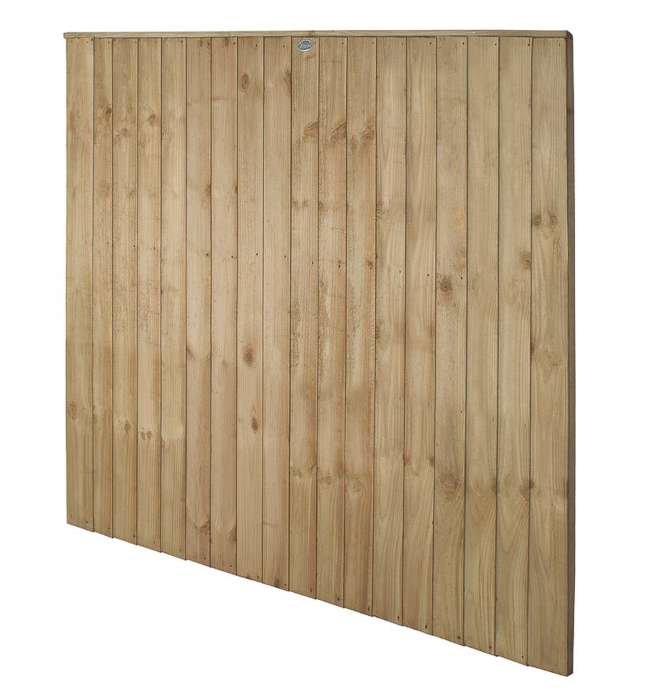 Image of Forest Vertical Board Closeboard Garden Fencing Panel Natural Timber 6' x 5' 6" Pack of 4 