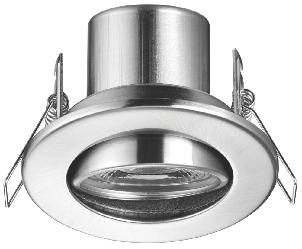 Image of LAP Cosmoseco Tilt Fire Rated LED Downlight Contractor Pack Satin Nickel 5.8W 450lm 10 Pack 